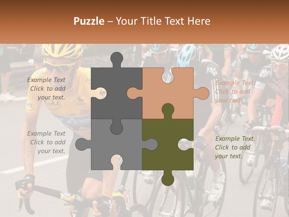 A Group Of People Riding Bikes Down A Street PowerPoint Template