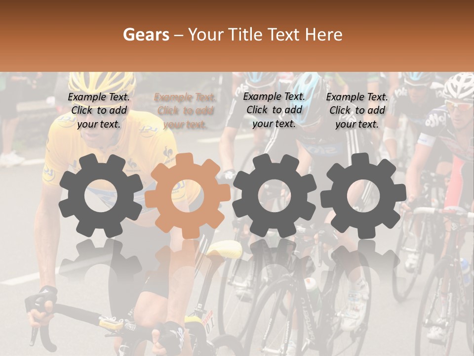 A Group Of People Riding Bikes Down A Street PowerPoint Template