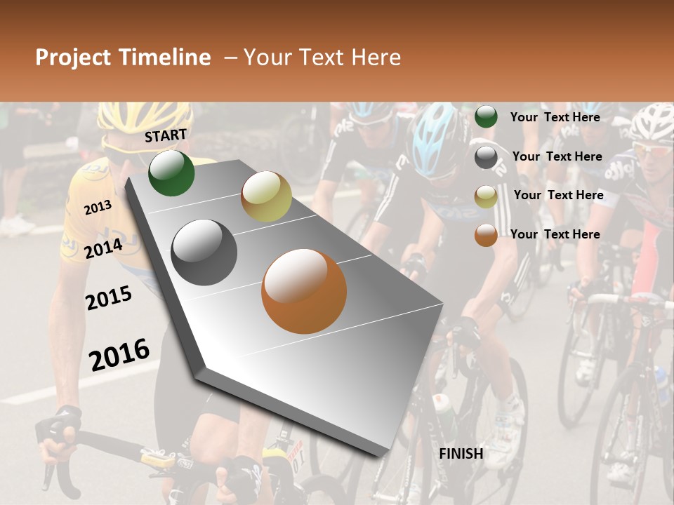 A Group Of People Riding Bikes Down A Street PowerPoint Template