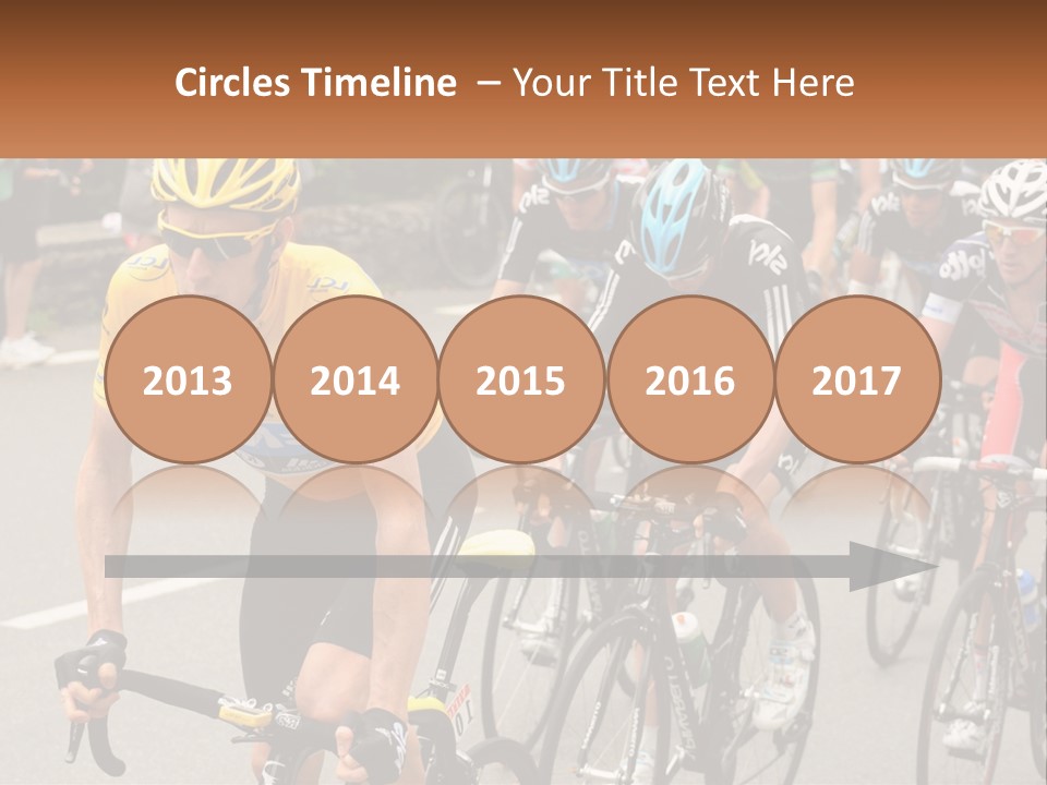 A Group Of People Riding Bikes Down A Street PowerPoint Template