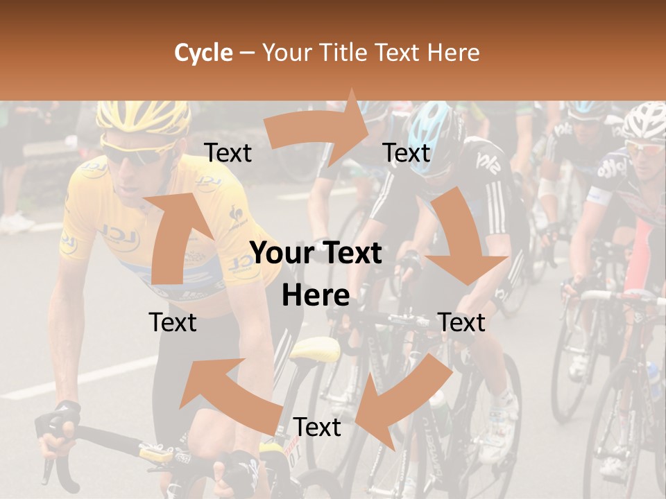 A Group Of People Riding Bikes Down A Street PowerPoint Template
