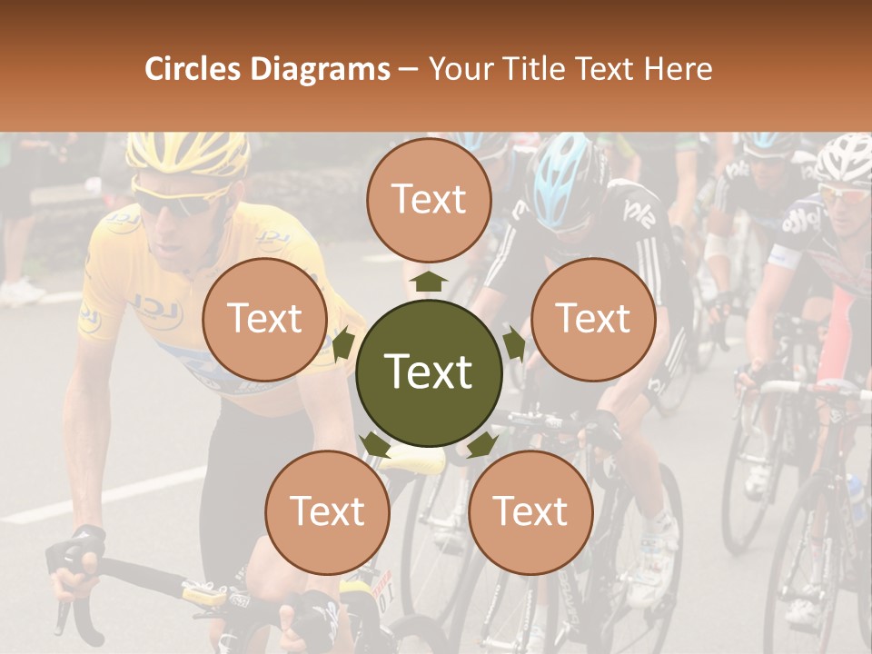 A Group Of People Riding Bikes Down A Street PowerPoint Template