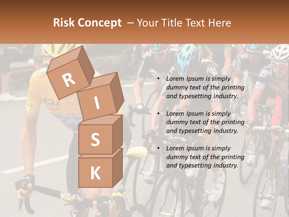 A Group Of People Riding Bikes Down A Street PowerPoint Template
