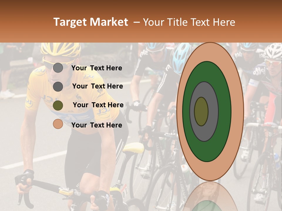 A Group Of People Riding Bikes Down A Street PowerPoint Template