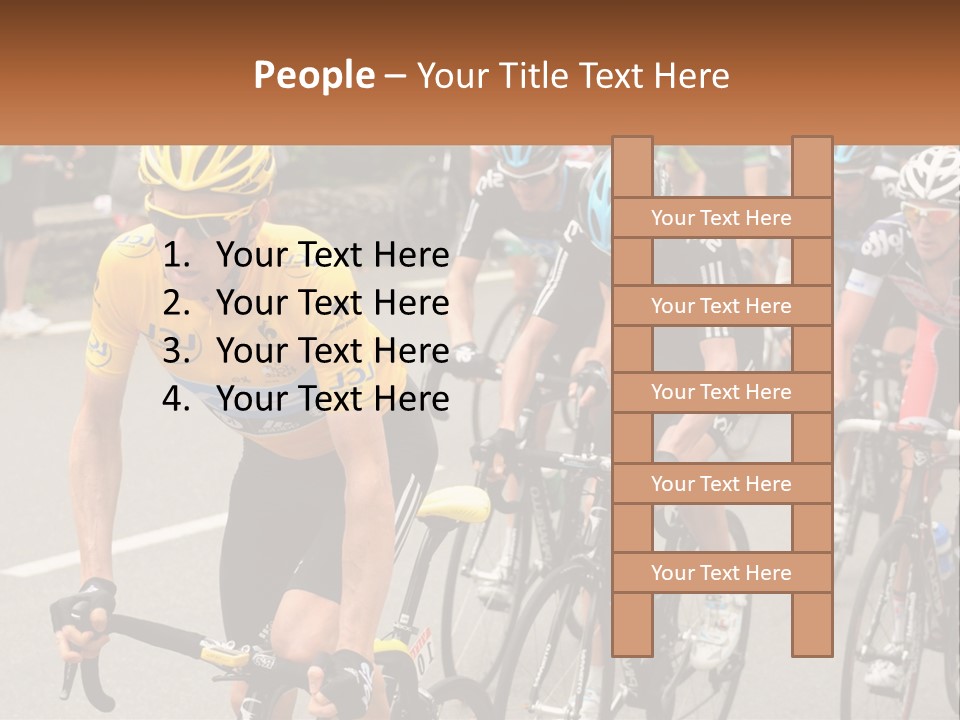 A Group Of People Riding Bikes Down A Street PowerPoint Template