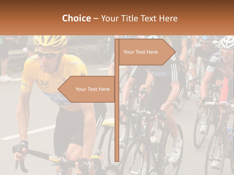A Group Of People Riding Bikes Down A Street PowerPoint Template
