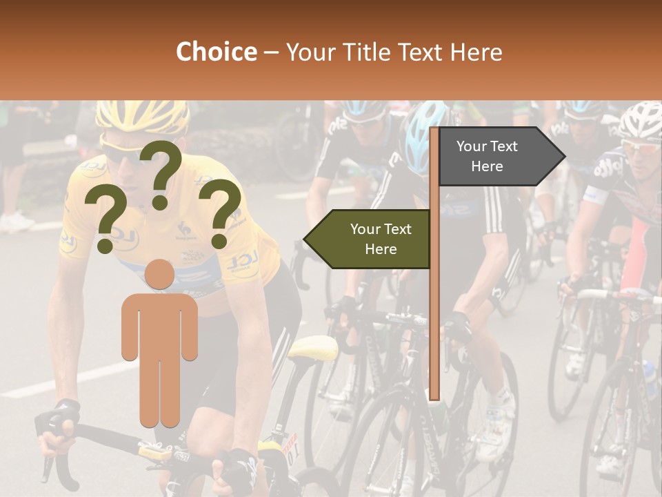 A Group Of People Riding Bikes Down A Street PowerPoint Template