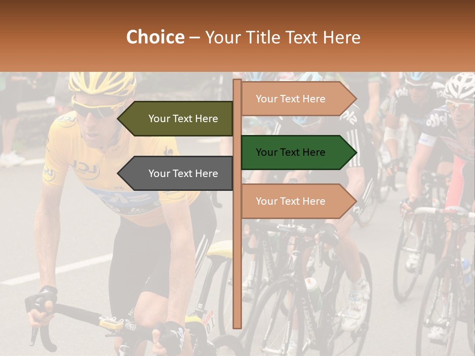 A Group Of People Riding Bikes Down A Street PowerPoint Template