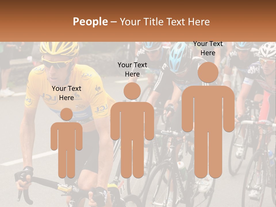 A Group Of People Riding Bikes Down A Street PowerPoint Template