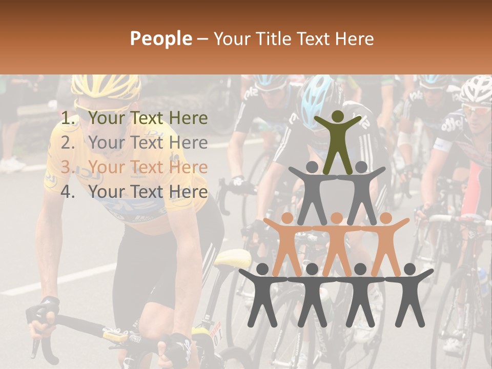 A Group Of People Riding Bikes Down A Street PowerPoint Template