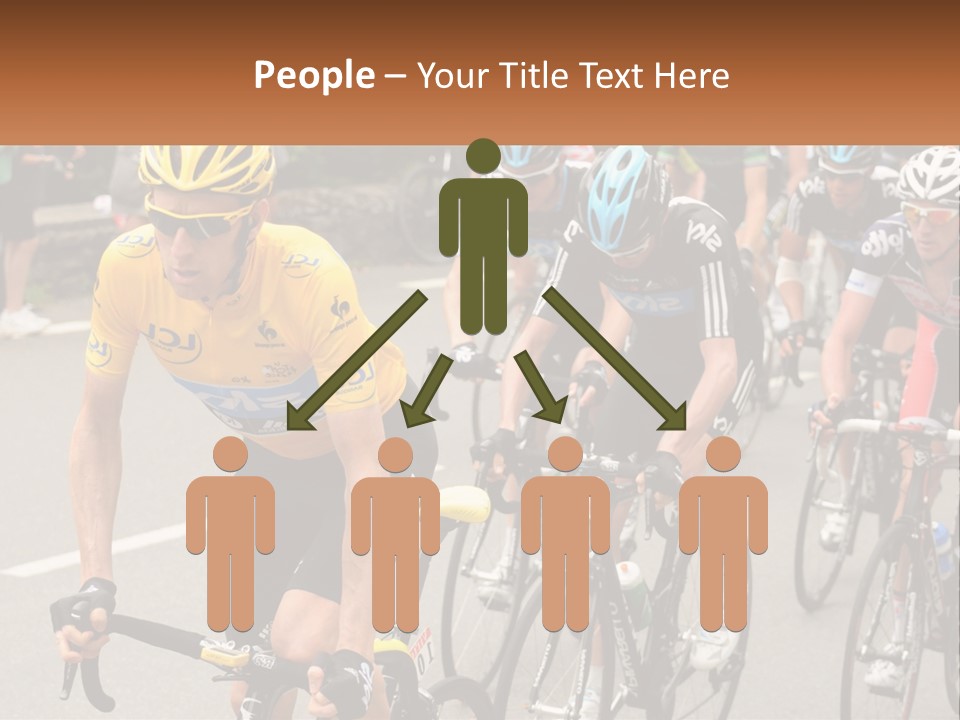 A Group Of People Riding Bikes Down A Street PowerPoint Template
