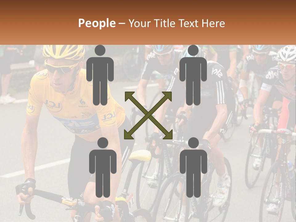 A Group Of People Riding Bikes Down A Street PowerPoint Template