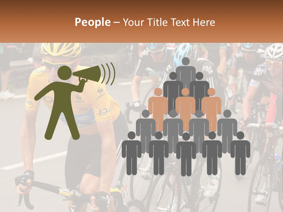 A Group Of People Riding Bikes Down A Street PowerPoint Template