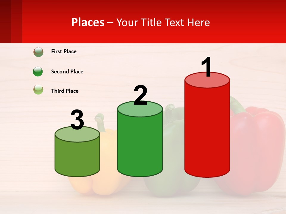 A Row Of Peppers Sitting On Top Of A Wooden Table PowerPoint Template