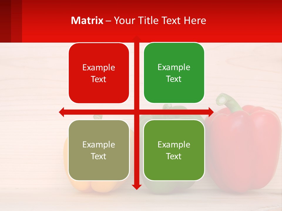 A Row Of Peppers Sitting On Top Of A Wooden Table PowerPoint Template