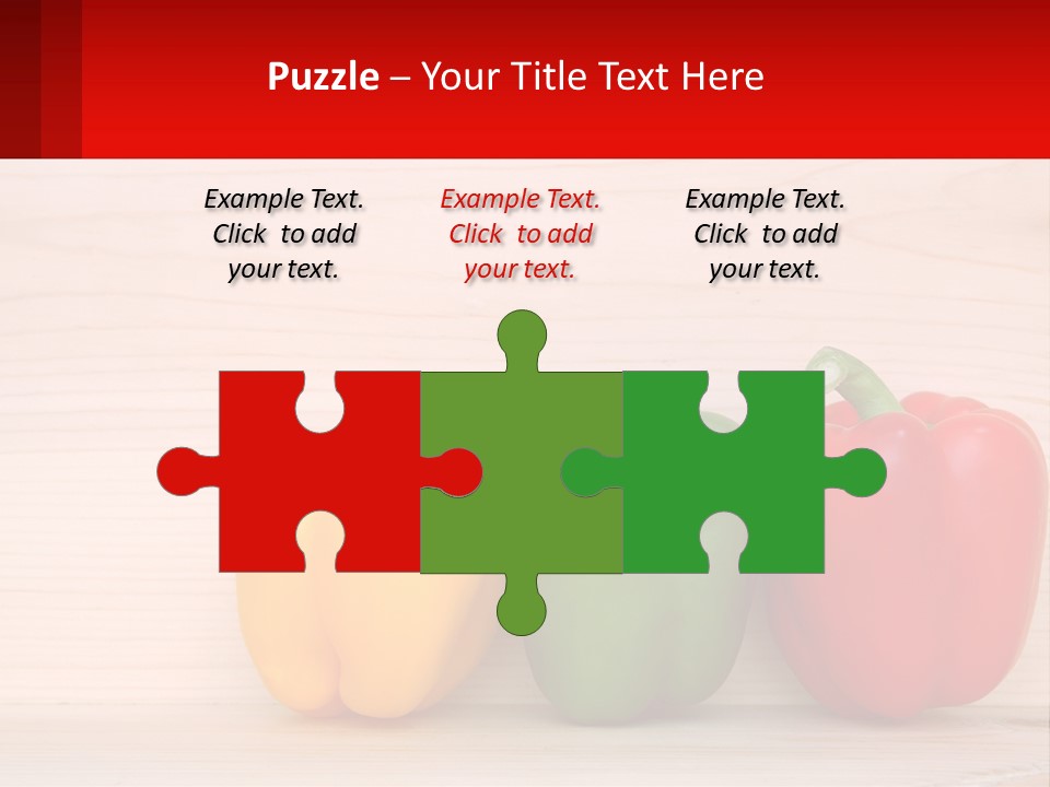 A Row Of Peppers Sitting On Top Of A Wooden Table PowerPoint Template