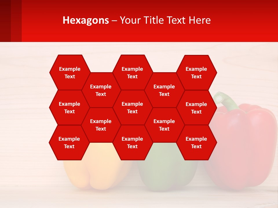 A Row Of Peppers Sitting On Top Of A Wooden Table PowerPoint Template