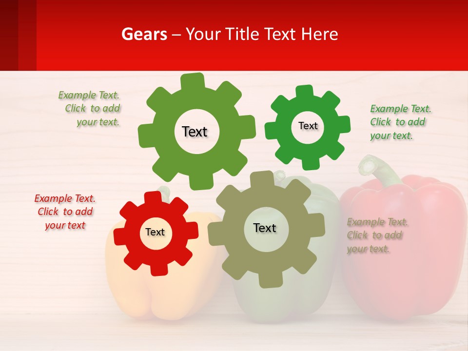 A Row Of Peppers Sitting On Top Of A Wooden Table PowerPoint Template