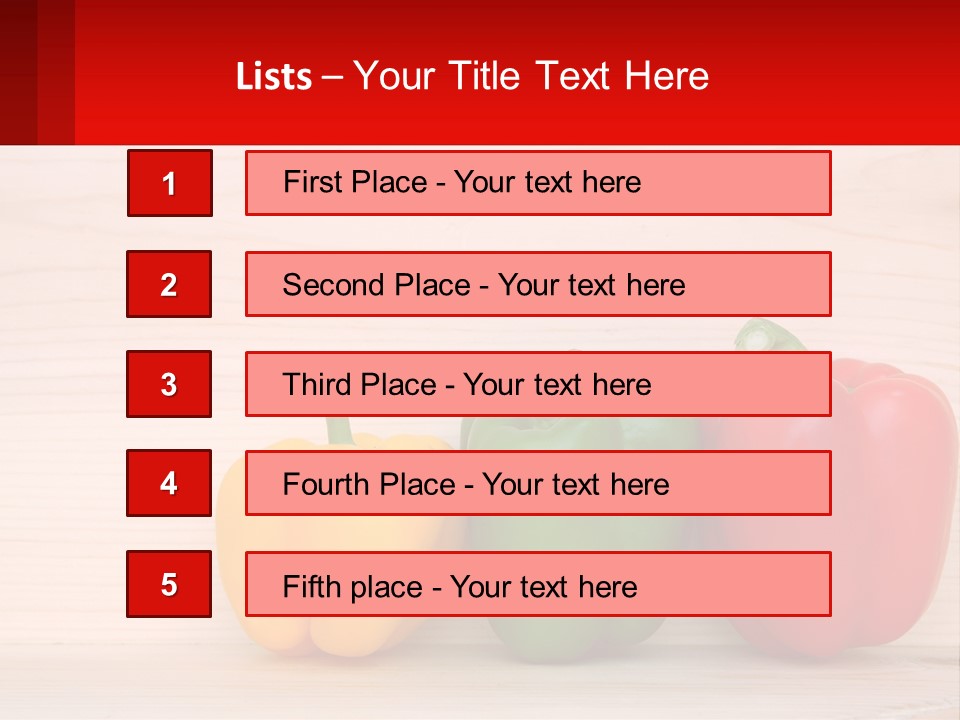 A Row Of Peppers Sitting On Top Of A Wooden Table PowerPoint Template