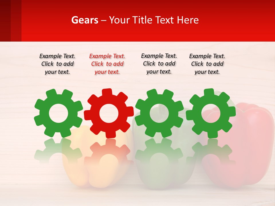 A Row Of Peppers Sitting On Top Of A Wooden Table PowerPoint Template