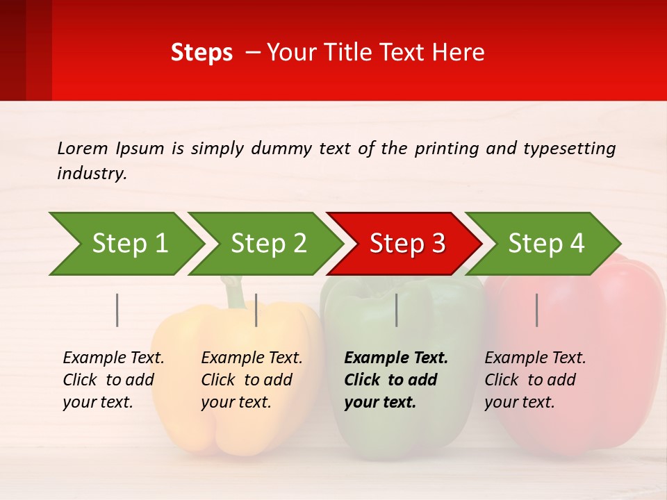 A Row Of Peppers Sitting On Top Of A Wooden Table PowerPoint Template