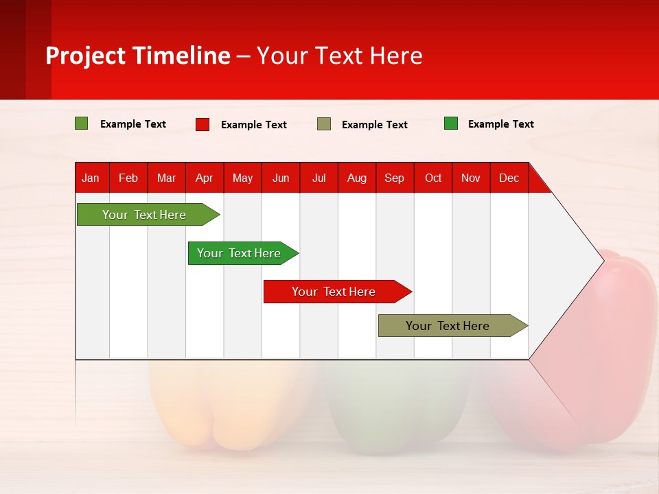 A Row Of Peppers Sitting On Top Of A Wooden Table PowerPoint Template