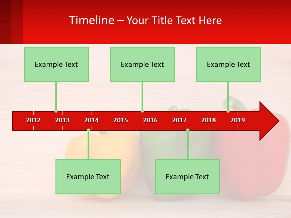 A Row Of Peppers Sitting On Top Of A Wooden Table PowerPoint Template