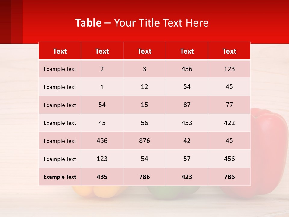 A Row Of Peppers Sitting On Top Of A Wooden Table PowerPoint Template
