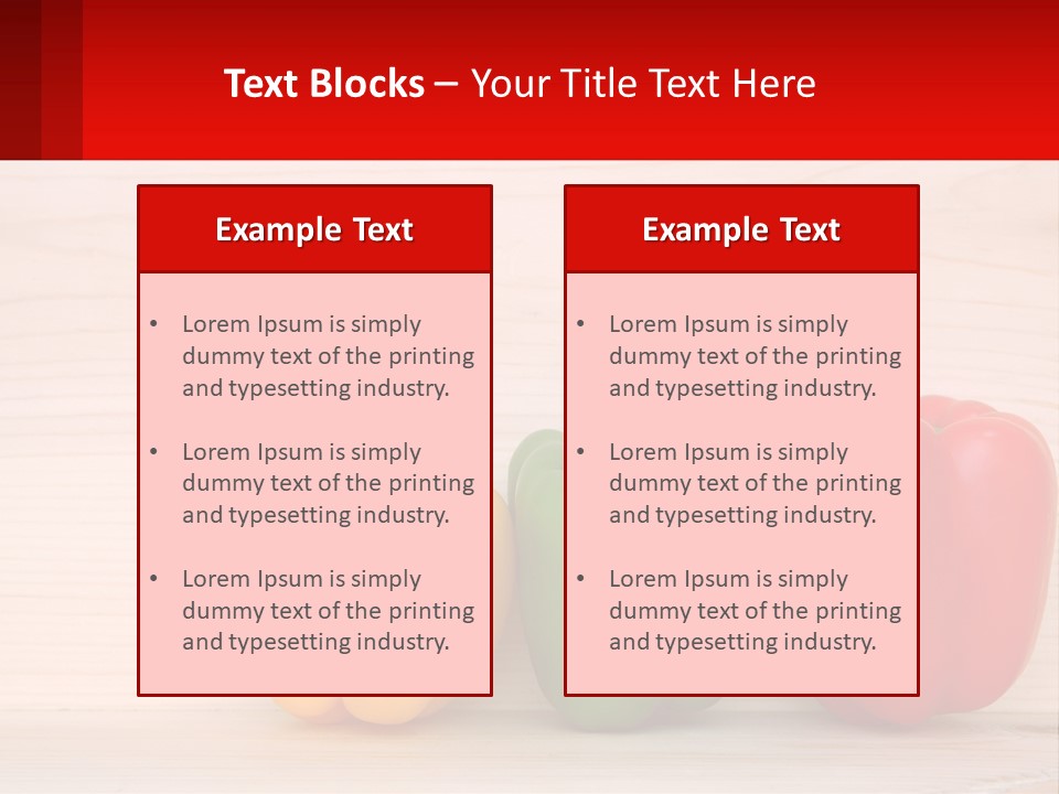 A Row Of Peppers Sitting On Top Of A Wooden Table PowerPoint Template