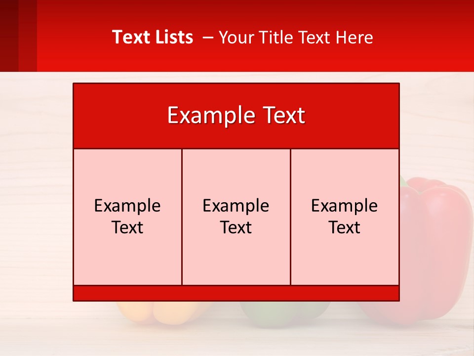A Row Of Peppers Sitting On Top Of A Wooden Table PowerPoint Template