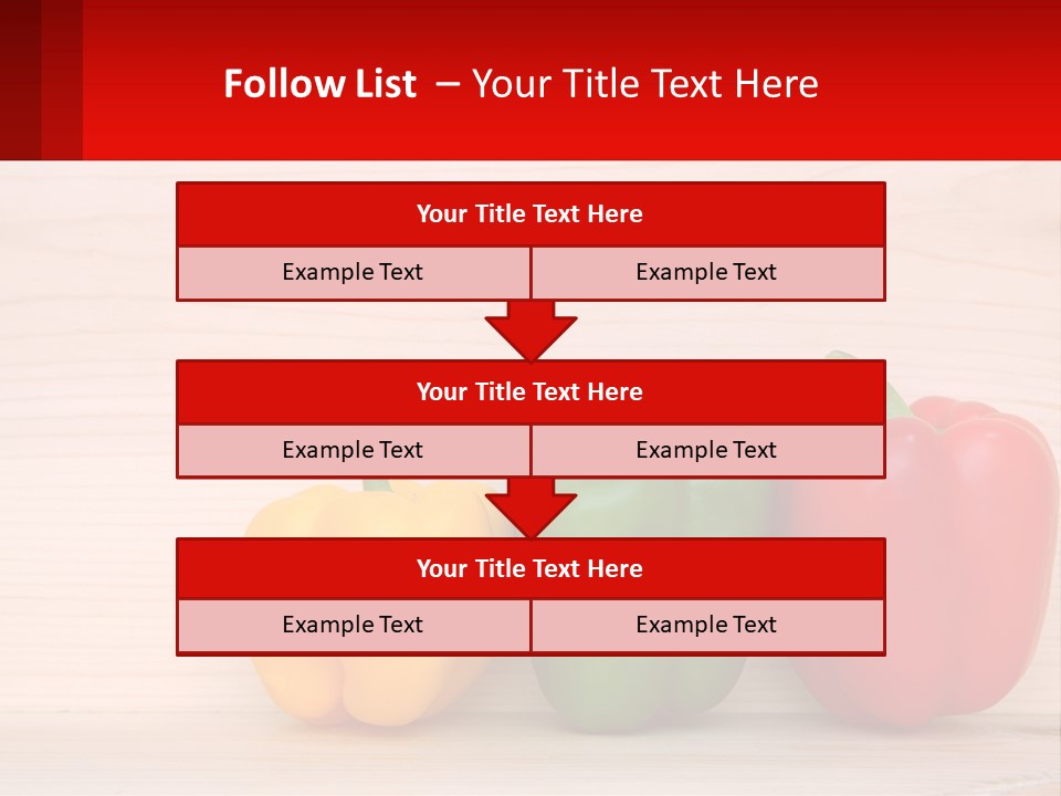 A Row Of Peppers Sitting On Top Of A Wooden Table PowerPoint Template