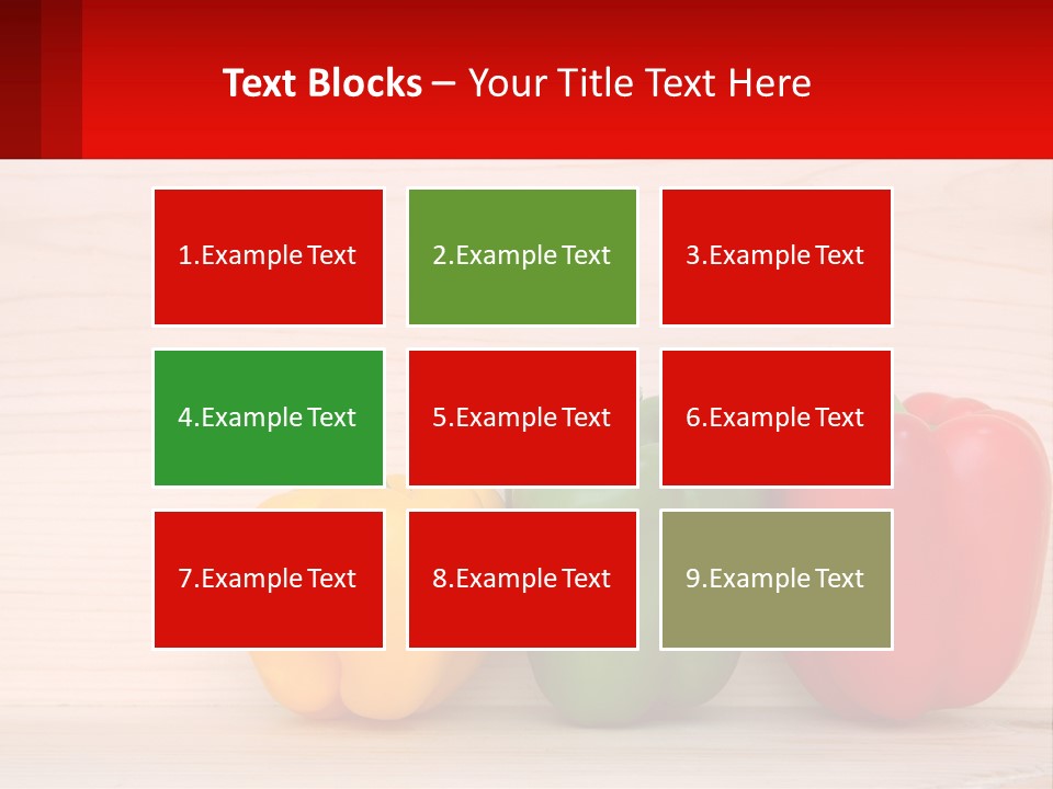 A Row Of Peppers Sitting On Top Of A Wooden Table PowerPoint Template