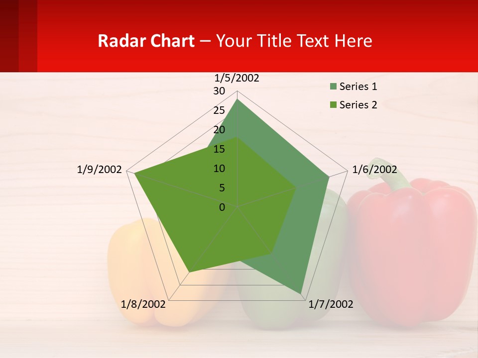 A Row Of Peppers Sitting On Top Of A Wooden Table PowerPoint Template