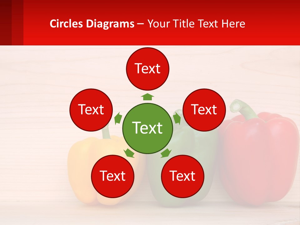 A Row Of Peppers Sitting On Top Of A Wooden Table PowerPoint Template
