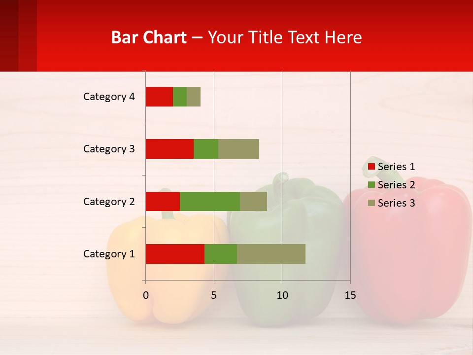 A Row Of Peppers Sitting On Top Of A Wooden Table PowerPoint Template