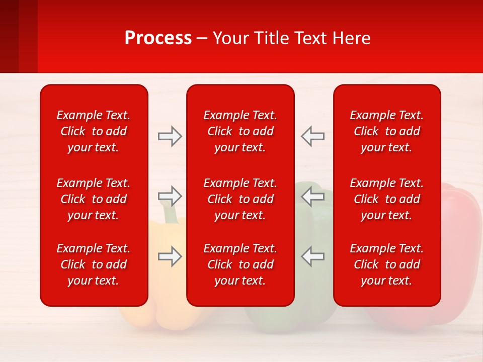 A Row Of Peppers Sitting On Top Of A Wooden Table PowerPoint Template