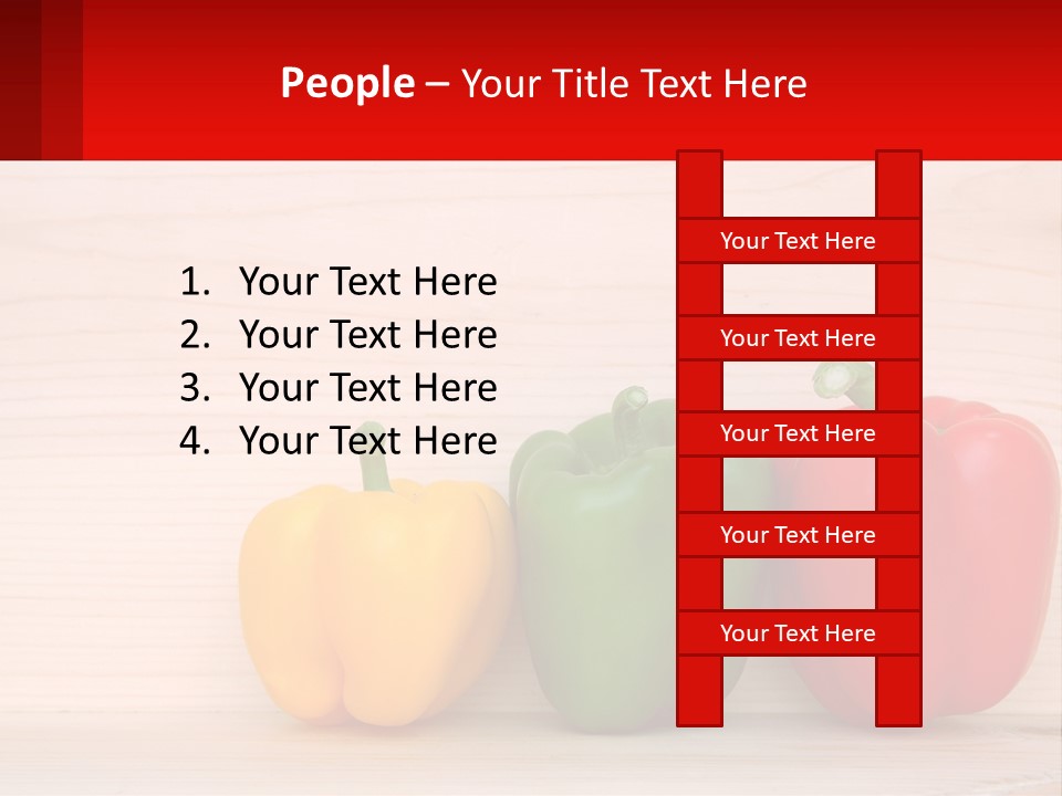 A Row Of Peppers Sitting On Top Of A Wooden Table PowerPoint Template