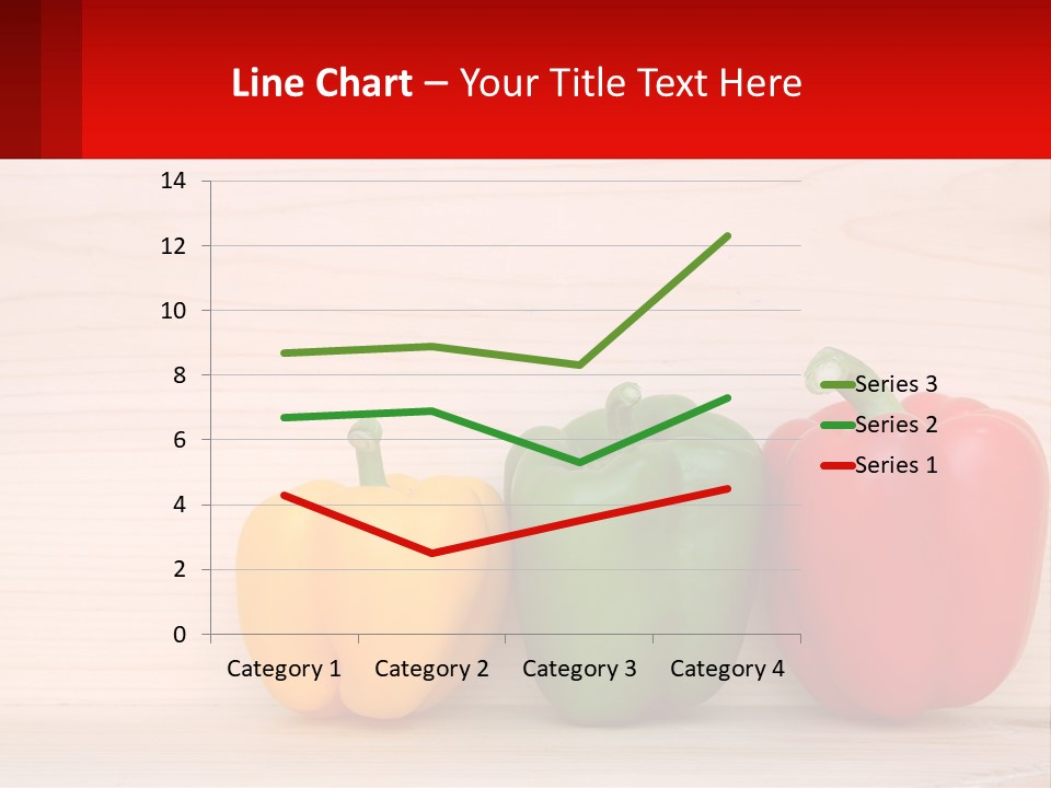 A Row Of Peppers Sitting On Top Of A Wooden Table PowerPoint Template