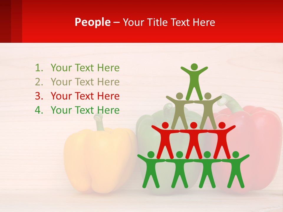 A Row Of Peppers Sitting On Top Of A Wooden Table PowerPoint Template