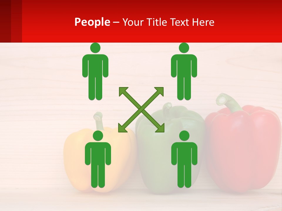 A Row Of Peppers Sitting On Top Of A Wooden Table PowerPoint Template