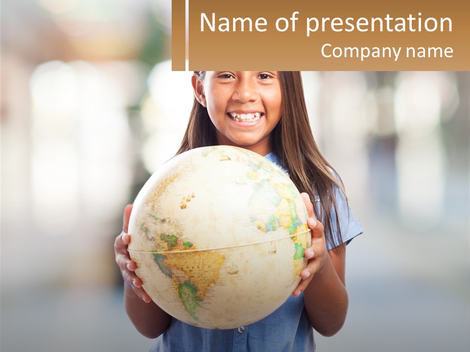 A Young Girl Holding A Globe In Her Hands PowerPoint Template
