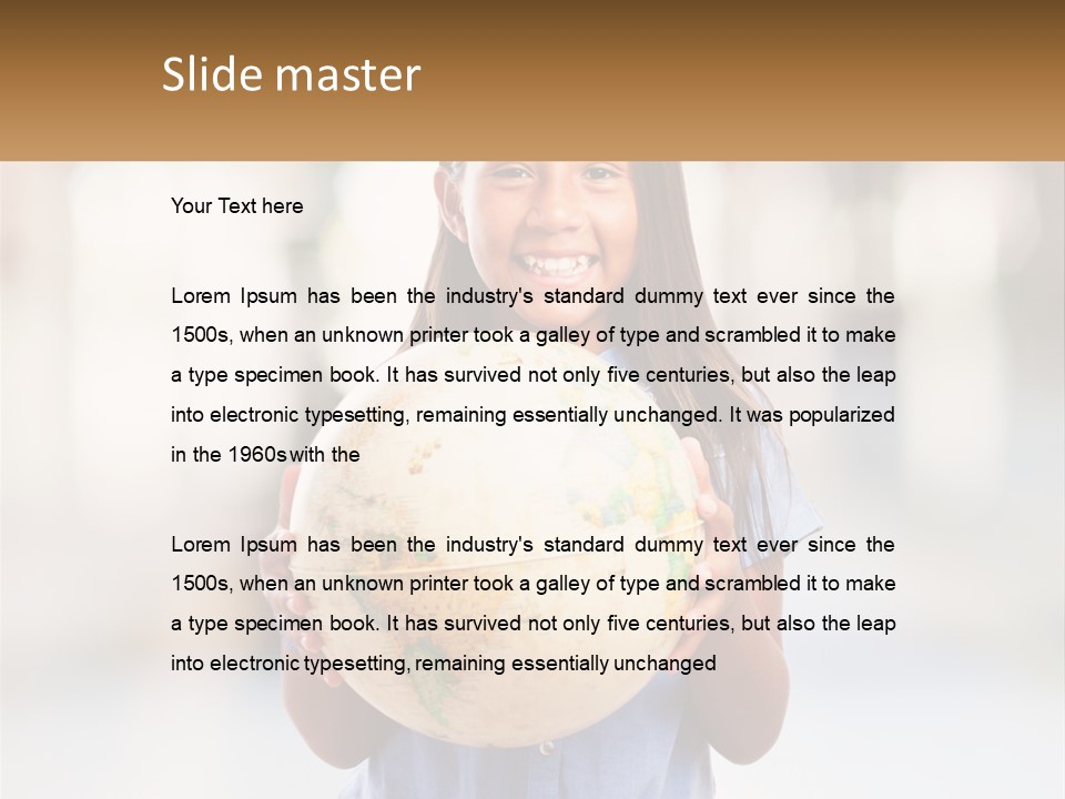 A Young Girl Holding A Globe In Her Hands PowerPoint Template