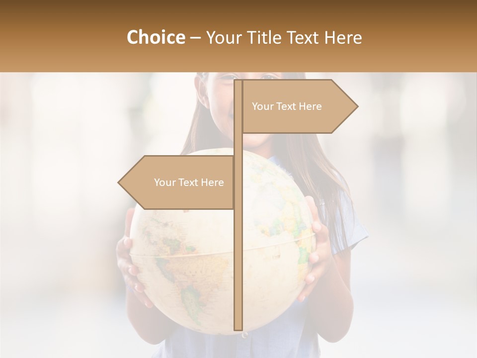 A Young Girl Holding A Globe In Her Hands PowerPoint Template