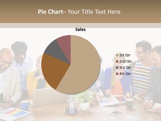 A Group Of People Sitting Around A Wooden Table PowerPoint Template