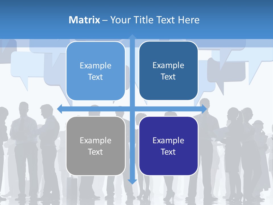 A Group Of People Standing In Front Of Speech Bubbles PowerPoint Template