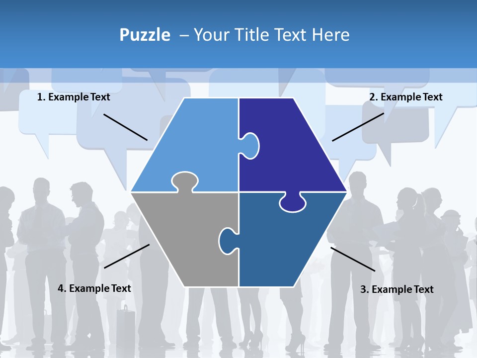 A Group Of People Standing In Front Of Speech Bubbles PowerPoint Template