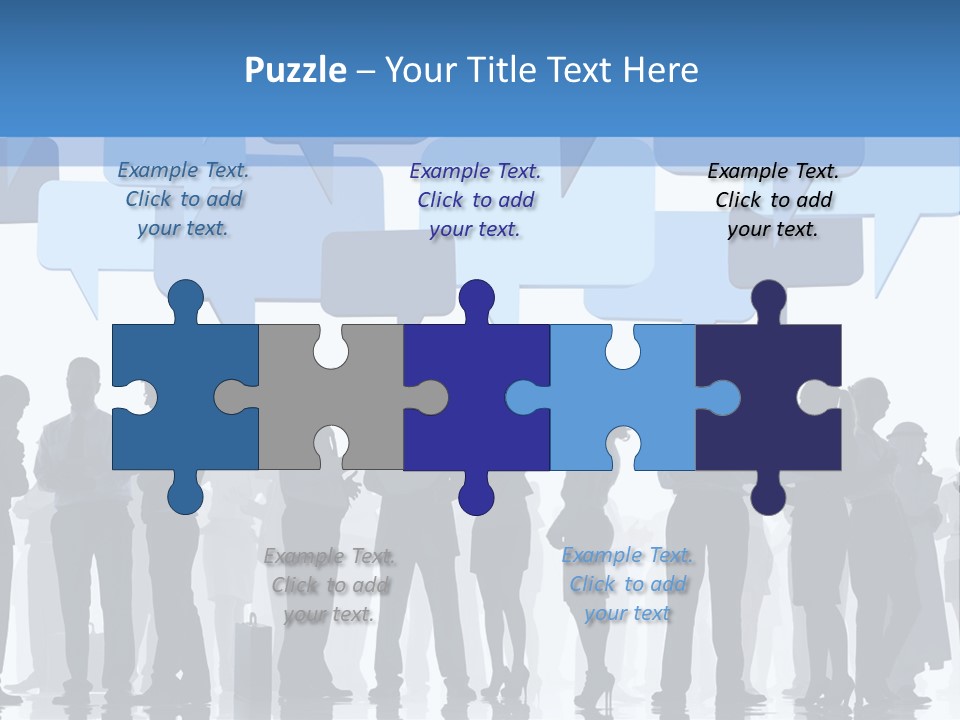 A Group Of People Standing In Front Of Speech Bubbles PowerPoint Template