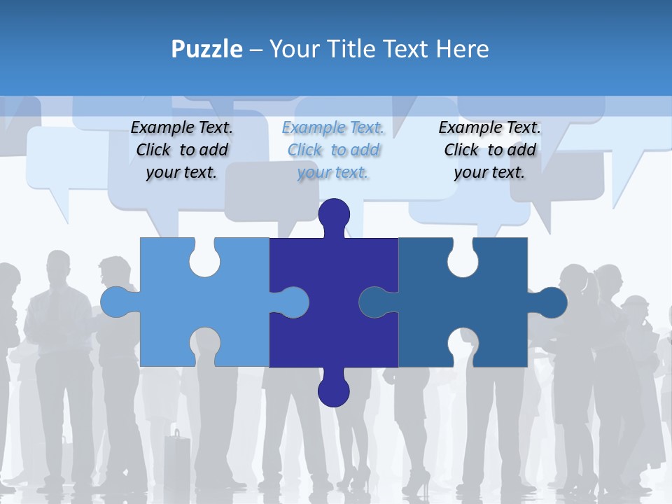 A Group Of People Standing In Front Of Speech Bubbles PowerPoint Template