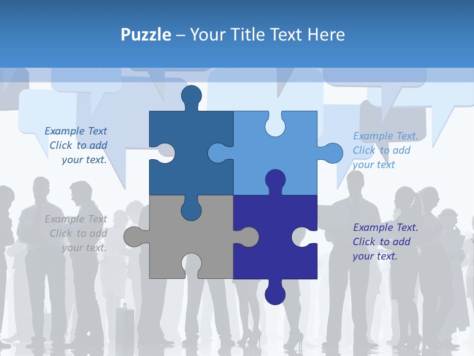 A Group Of People Standing In Front Of Speech Bubbles PowerPoint Template