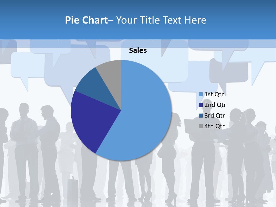 A Group Of People Standing In Front Of Speech Bubbles PowerPoint Template